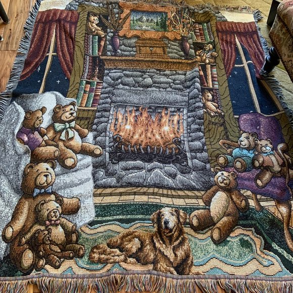Other - Dog & Bears  by the Fireplace Throw